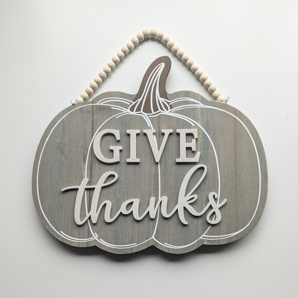 Give Thanks wooden wall or door decor, dimensional, rustic